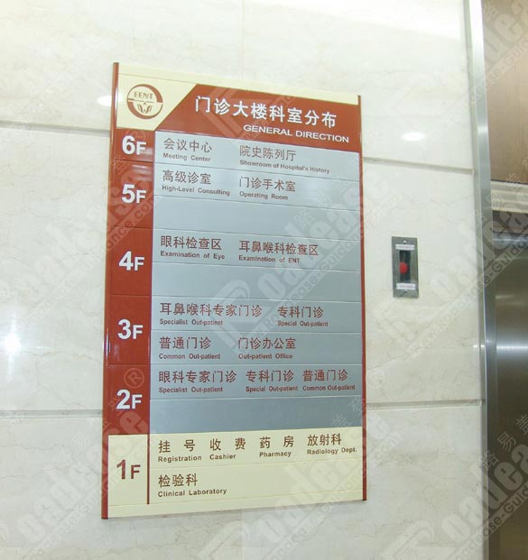 上海复旦大学眼眼耳鼻喉医院科室分布索引牌5444标识标牌图片