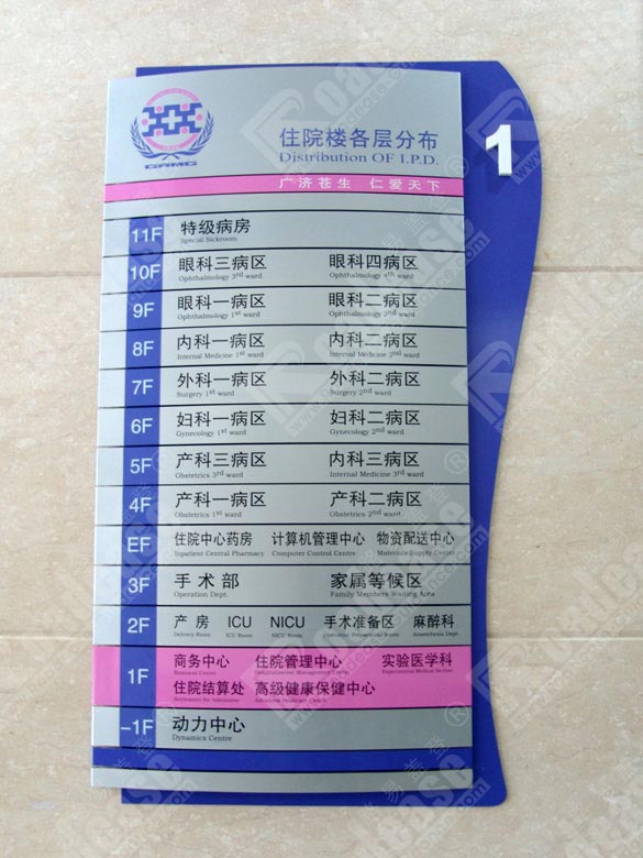 西安广仁医院楼层分布索引牌5516标识标牌图片