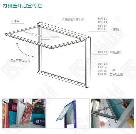 内翻盖开启宣传栏